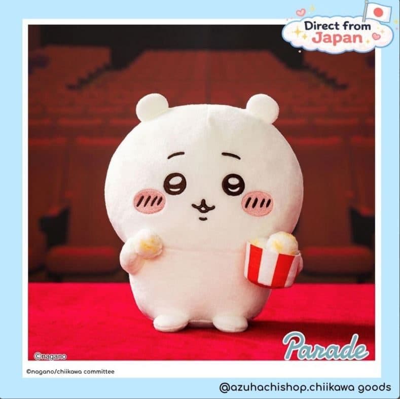Chiikawa Movie Let's Eat Pop-Corn Plushie (Chiikawa White A)
