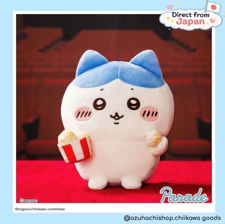 Chiikawa Movie Let's Eat Pop-Corn Plushie (Chiikawa Hachiware Blue B)