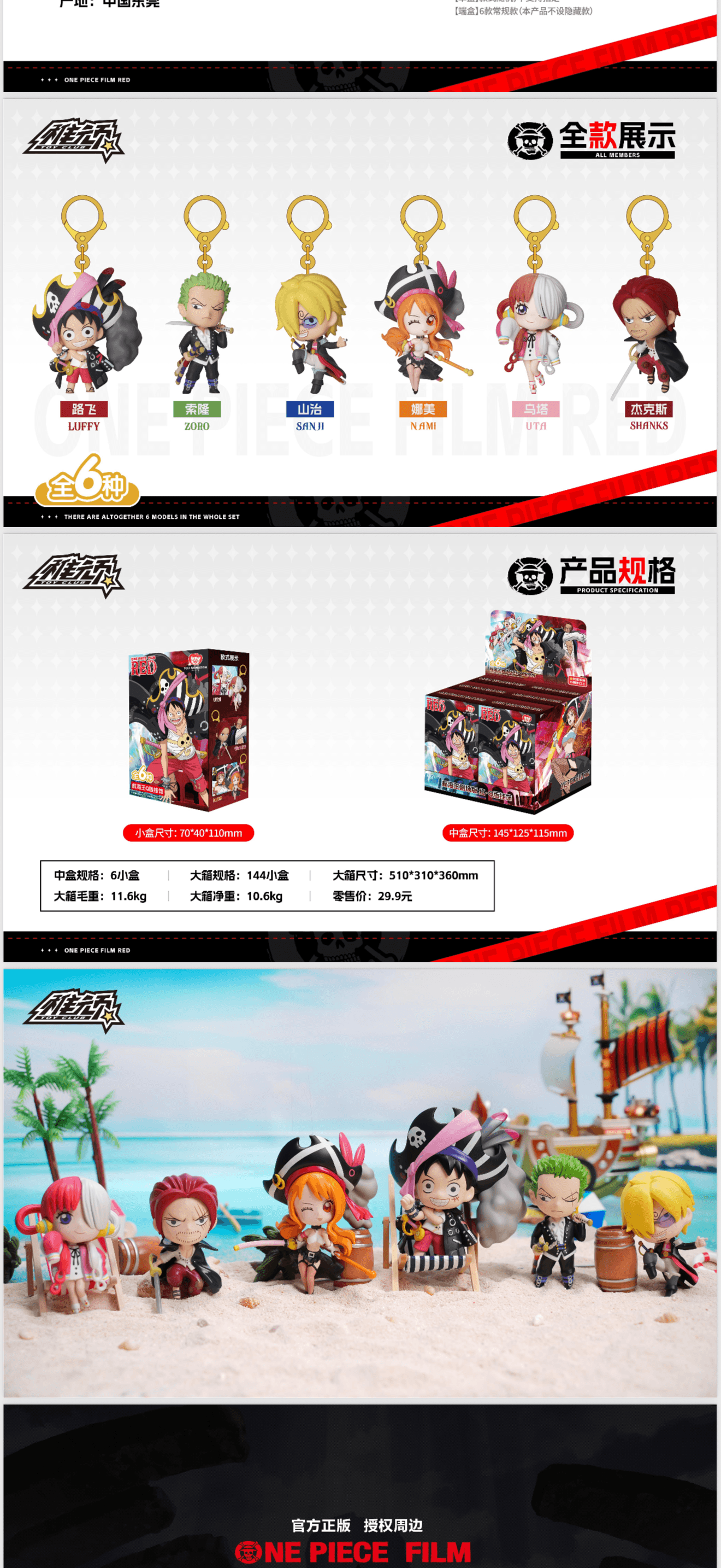One Piece Keychain Blind Box PDQ/6